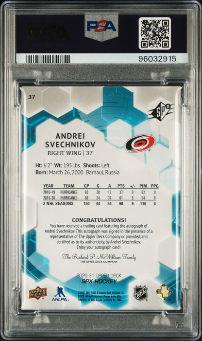 2020 SPX Andrei Svechnikov #37 Autograph PSA 6