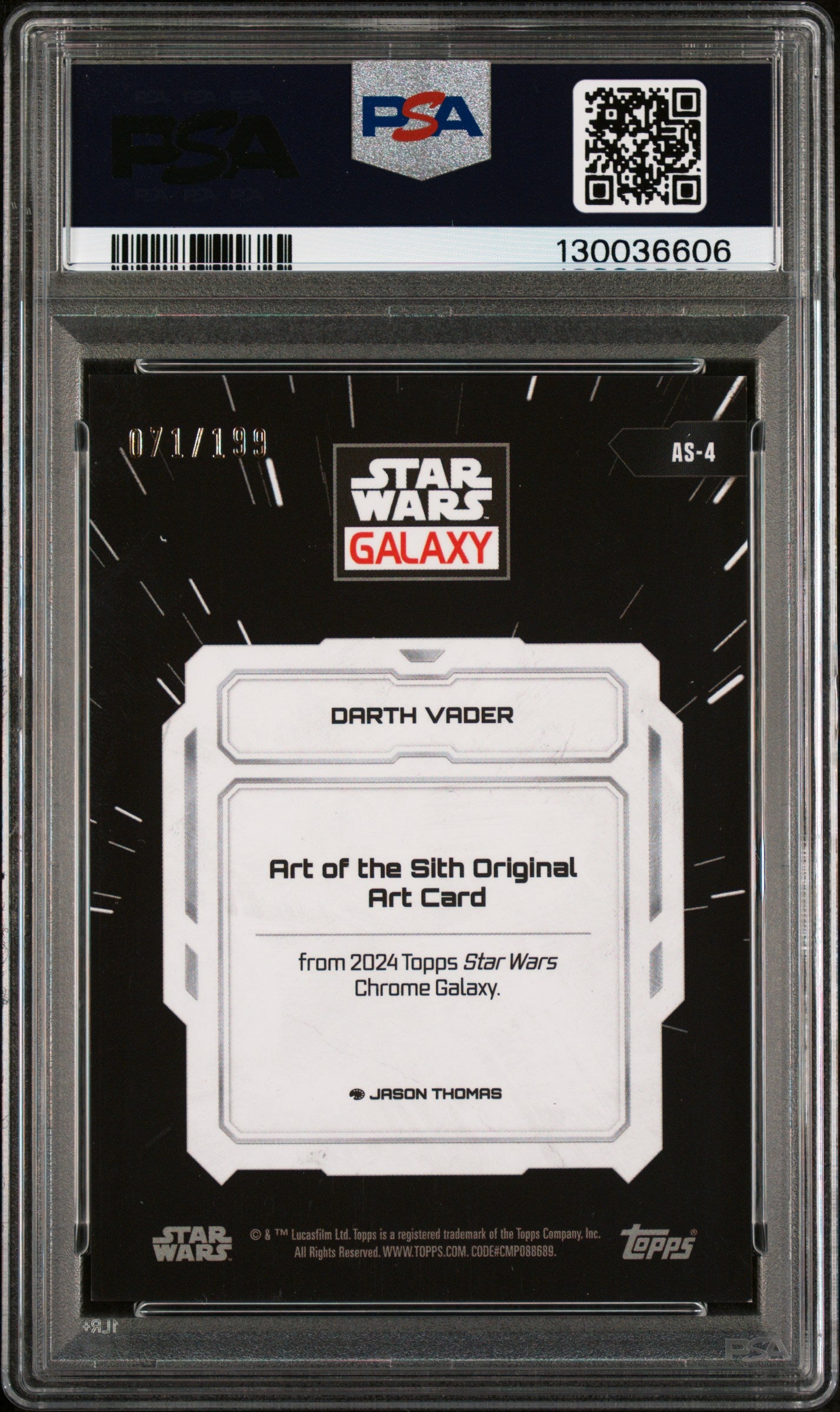 2024 Star Wars Galaxy - DARTH VADER - Art of the Sith #AS4 - AQUA REF /199 - PSA