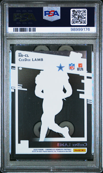 2020 Panini Clearly Donruss Rated Rookies Ceedee Lamb #RRCL RKE. PSA 9
