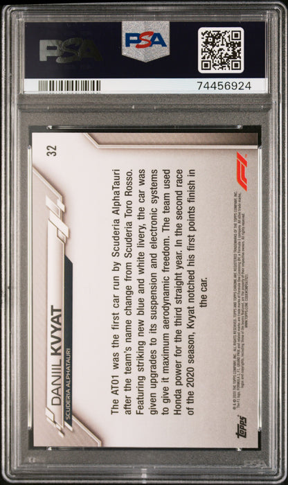 2020 Topps Chrome Formula 1 Sapphire Edition Daniil Kvyat #32 PSA 9