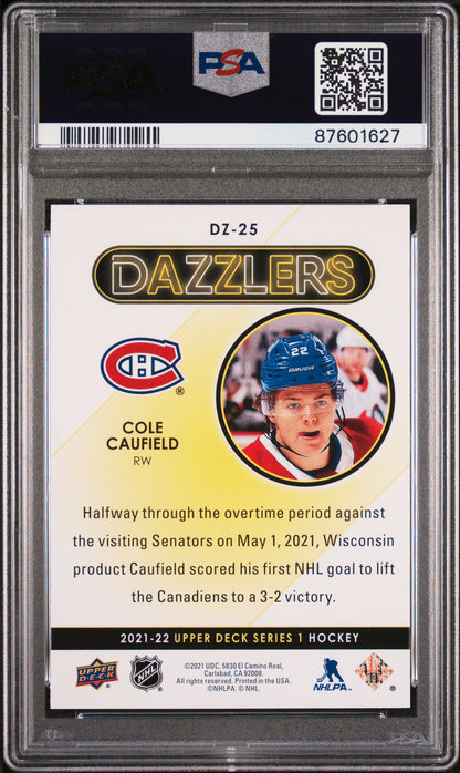 2021-2022 Upper Deck Dazzlers Cole Caufield #DZ25 Red PSA 10