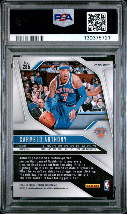 2024 Panini Prizm - Carmelo Anthony #285 - Glitter - PSA - Glitter
