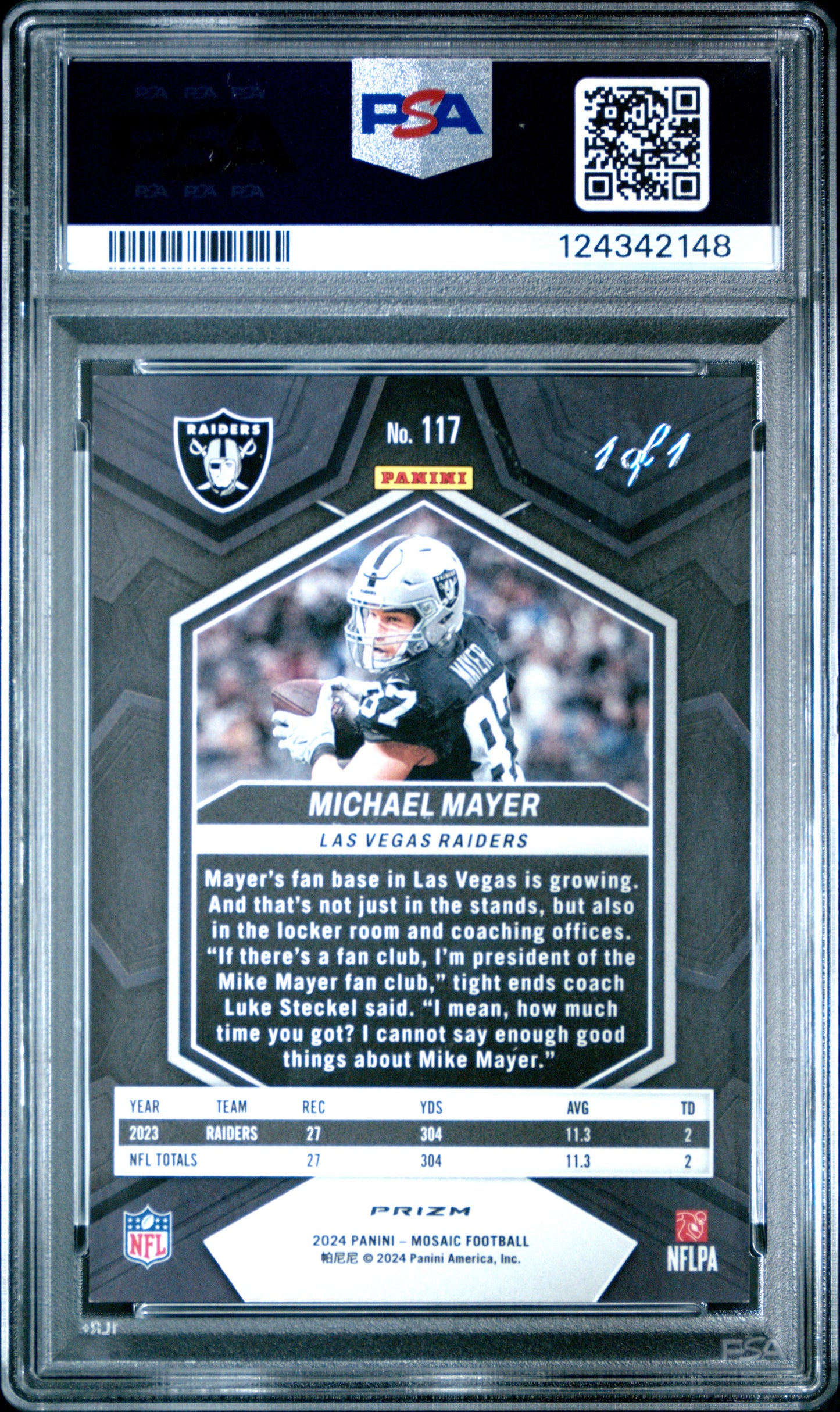 2024 Panini Mosaic - Michael Mayer #117 - Nebula Choice 1/1 - PSA - NEBULA 1/1