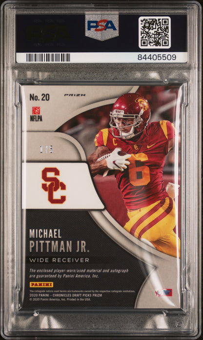 2020 Panini DP - Michael Pittman JR.- Prizm Patch Auto - Psychedelic /5 - PSA /5