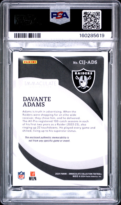 2024 Immaculate- Davante Adams - Clearly Immaculate Jersey /99 - PSA - PATCH /99