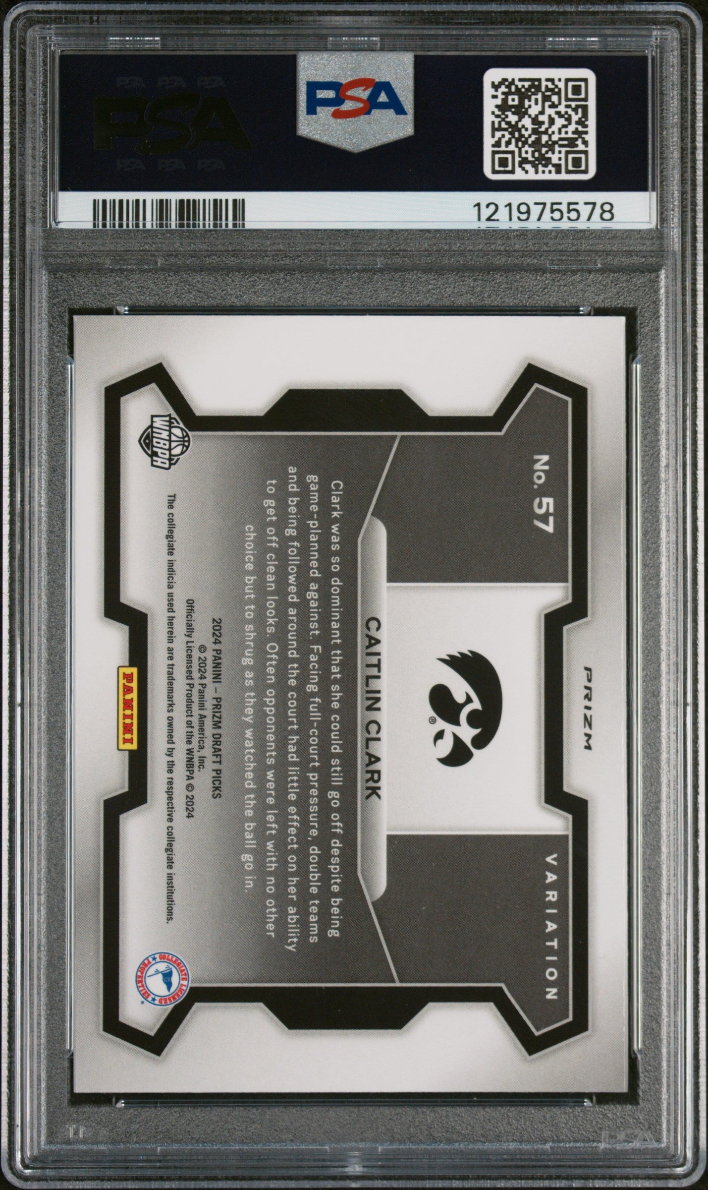 2024 Panini Prizm Draft Picks - Caitlin Clark #57 - Variation Green - PSA 9
