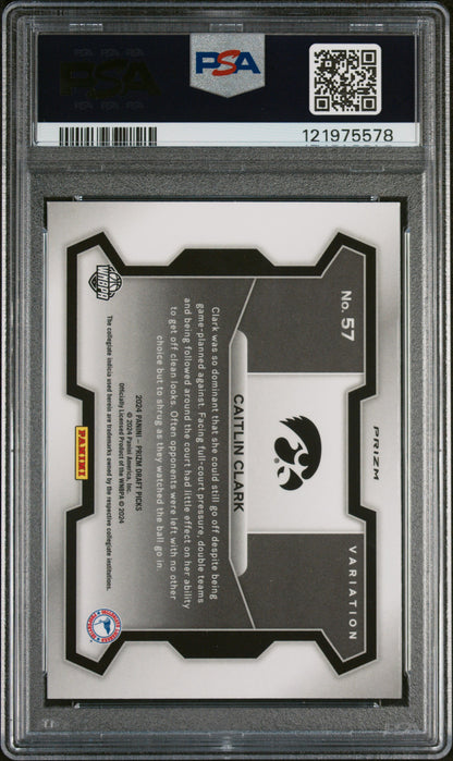 2024 Panini Prizm Draft Picks - Caitlin Clark #57 - Variation Green - PSA 9