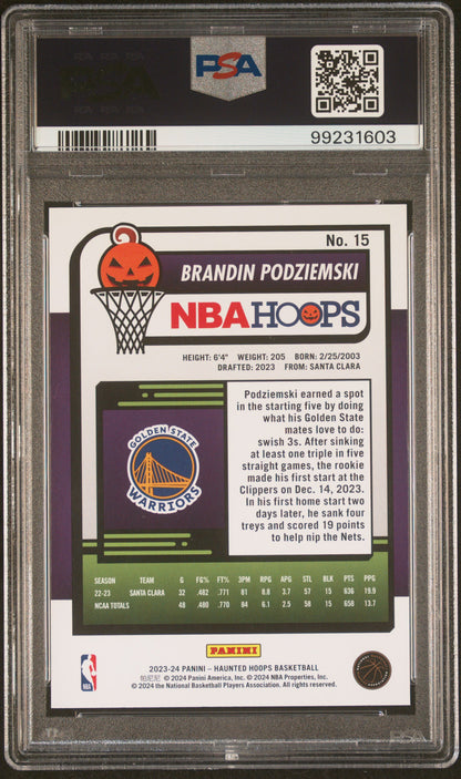 2023 Panini Haunted Hoops Brandin Podziemski ROOKIE #15 Orange PSA 9