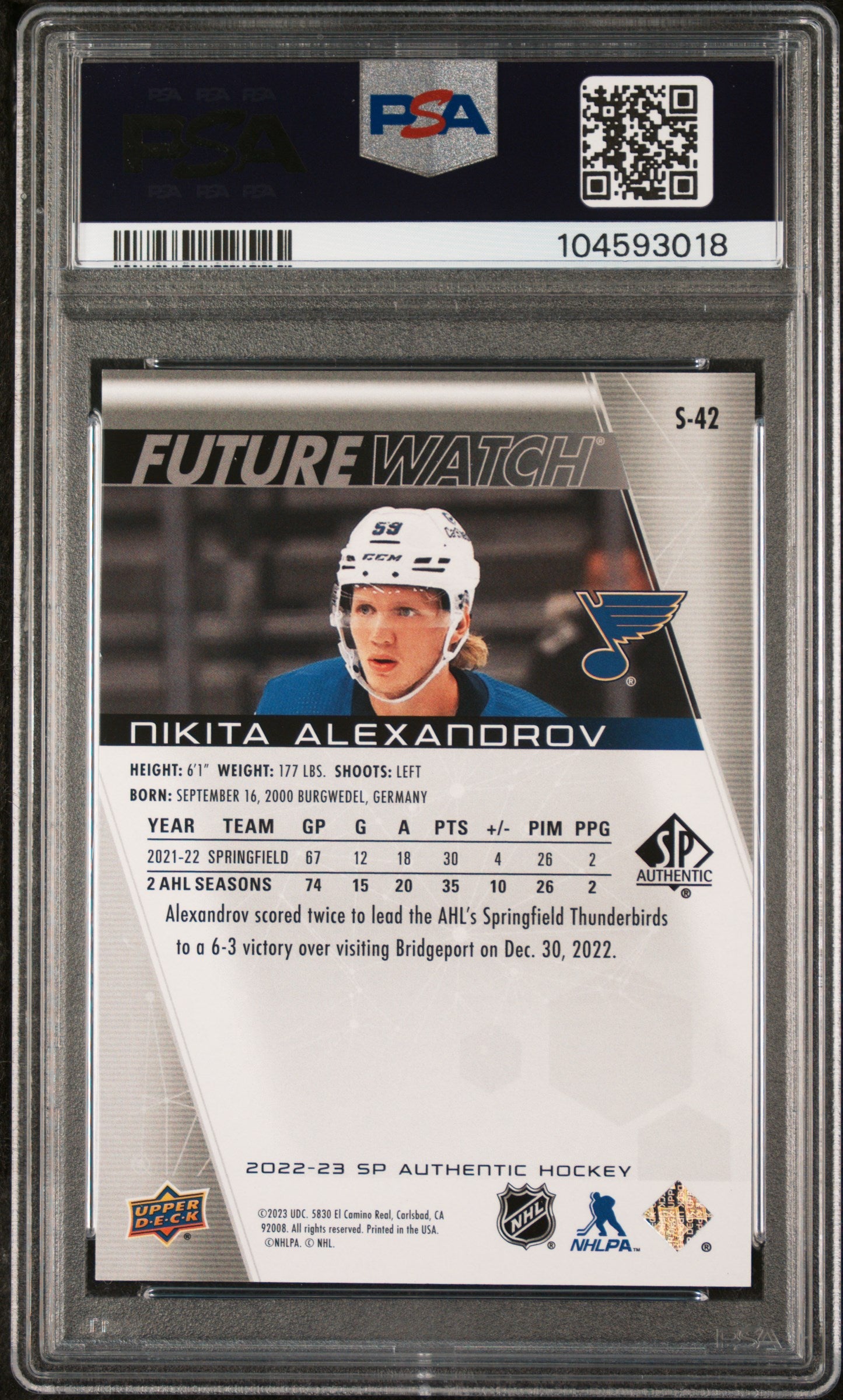 2022 SP Auth Spectrum FX Nikita Alexandrov #S42 - /50 GOLD  - PSA - /50 GOLD