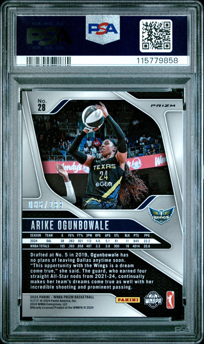 2024 Panini Prizm WNBA - Arike Ogunbowale #28 - Red /299 - PSA 9 - /299