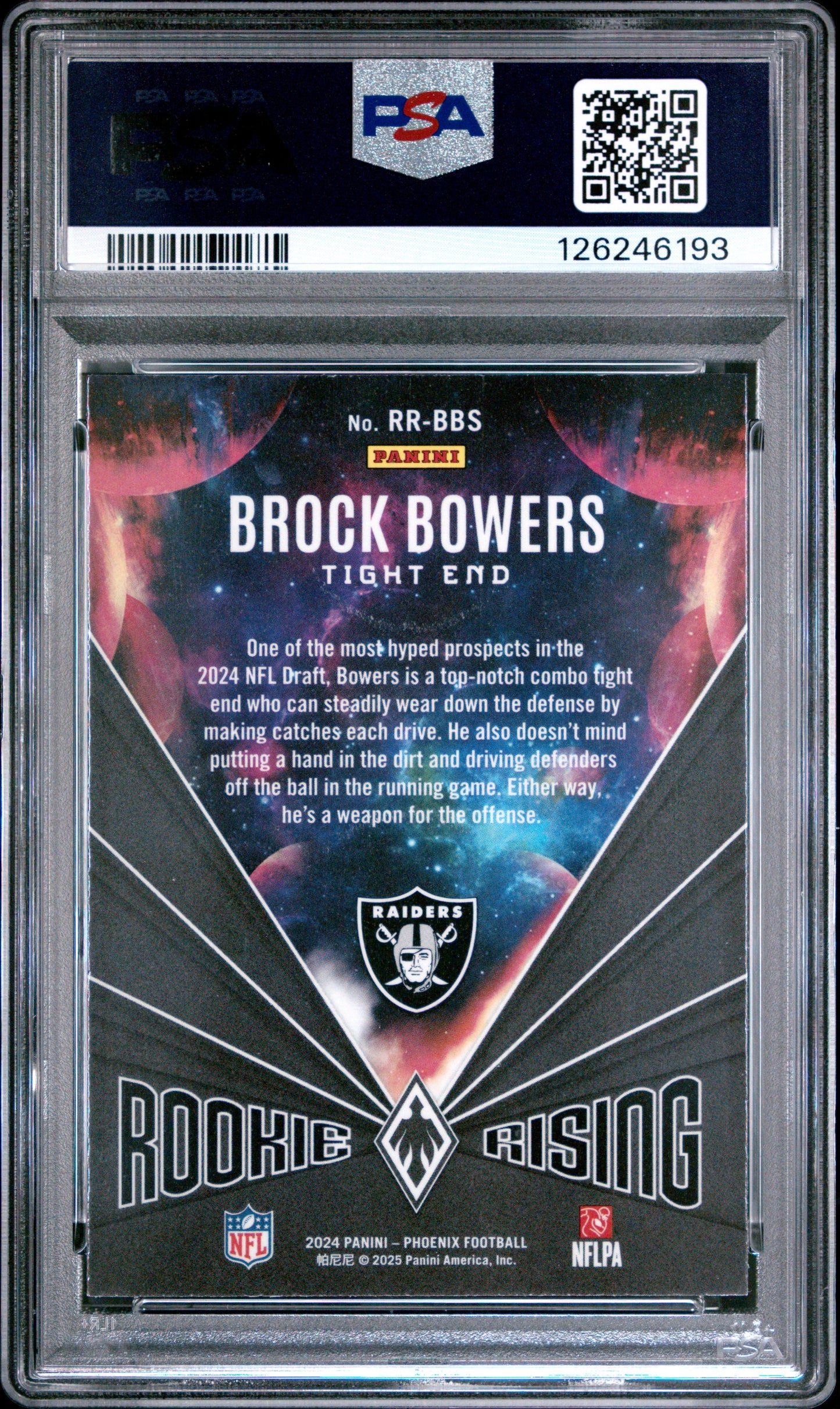2024 Panini Phoenix - Brock Bowers - Rookie Rising - Hyper ROOKIE - PSA - ROOKIE