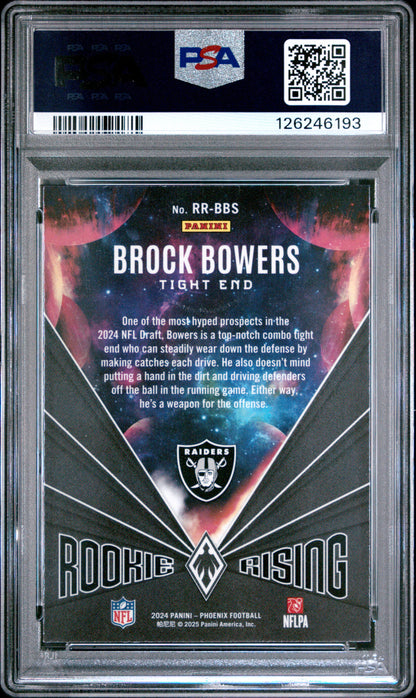 2024 Panini Phoenix - Brock Bowers - Rookie Rising - Hyper ROOKIE - PSA - ROOKIE