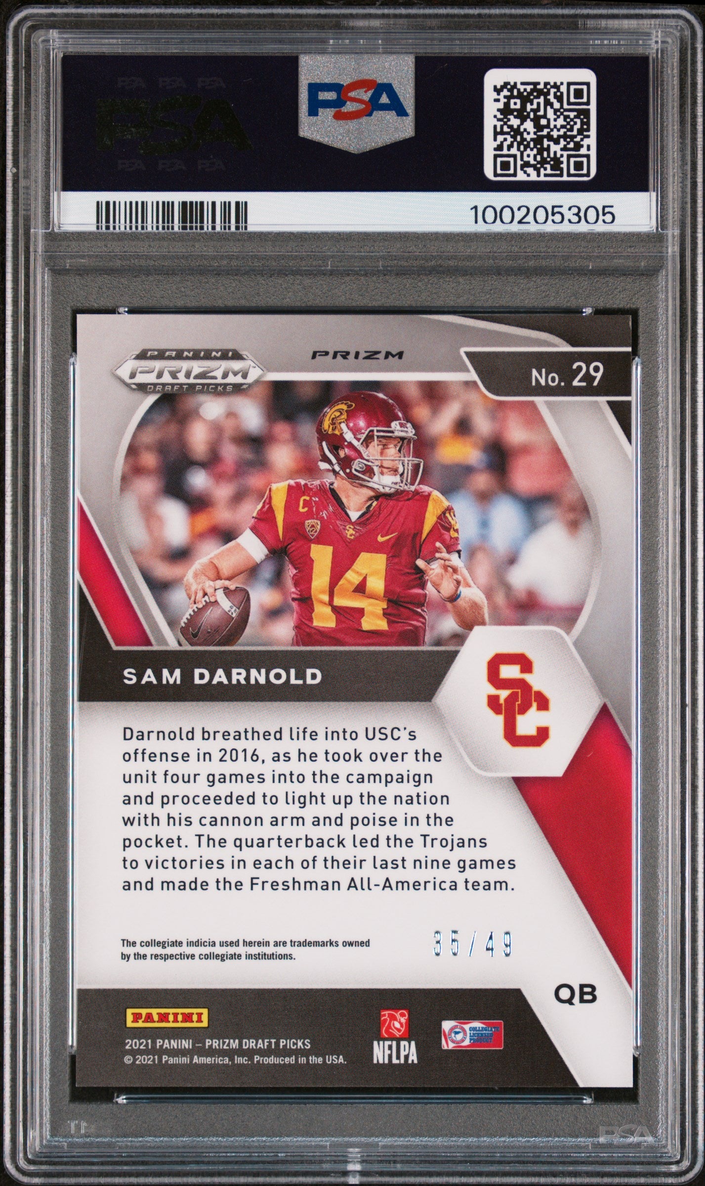 2021 Panini Prizm Draft Picks Sam Darnold #29  Orange Pulsar 49 PSA 9 - /49