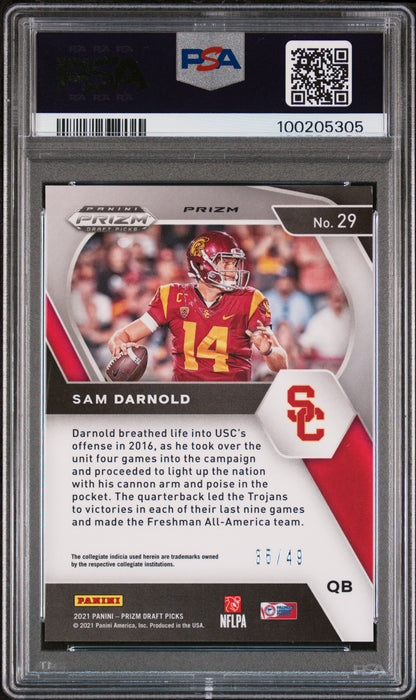 2021 Panini Prizm Draft Picks Sam Darnold #29  Orange Pulsar 49 PSA 9 - /49