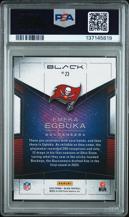 2025 Panini Black - EMEKA EGBUKA #23 - WHITE NIGHT Case Hit - WHITE KNIGHT - PSA