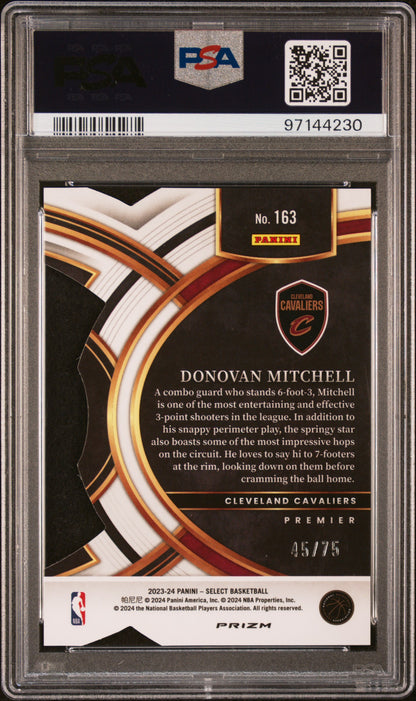2023 Panini Select Donovan Mitchell - Die Cut Neon Green Prizm /75 - PSA 9 - /75