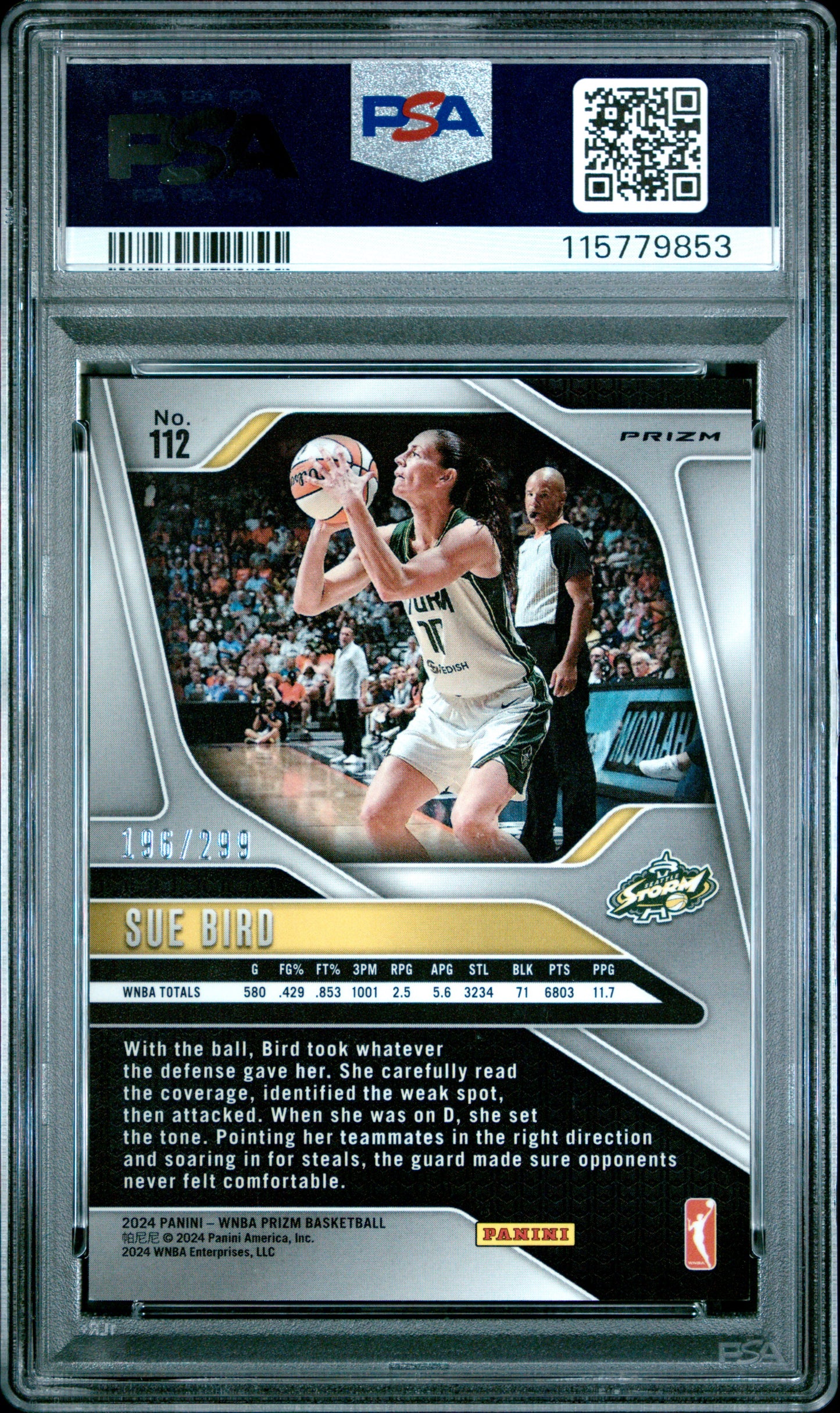 2024 Panini Prizm WNBA - Sue Bird #112 - Red /299 - PSA 9 - /299