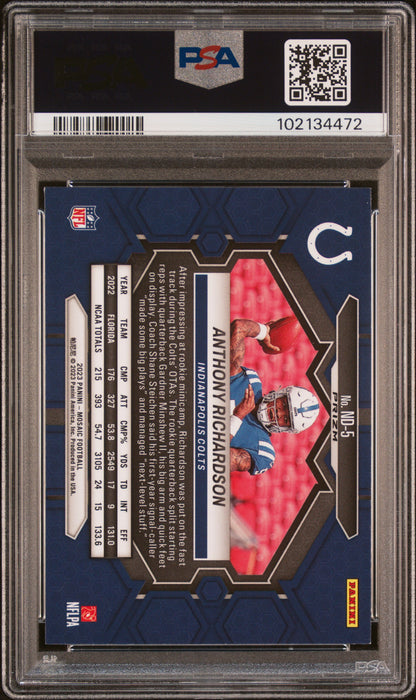 2023 Panini Mosaic NFL Debut Anthony Richardson #ND5 Reactive Blue PSA 9 ROOKIE