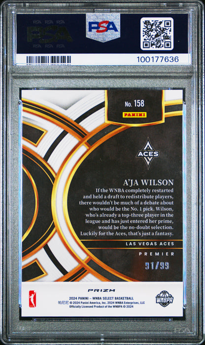 2024 Panini Select WNBA - A'ja Wilson #158 - White Prizm /99 - PSA 10