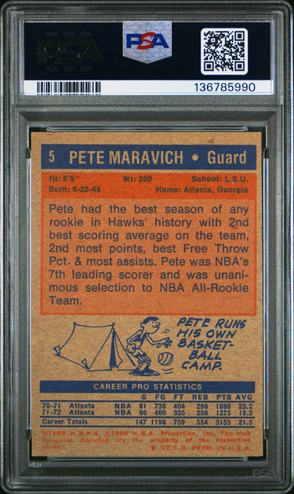 1972 Topps Basketball NBA - Pete Maravich #5 - PSA 4