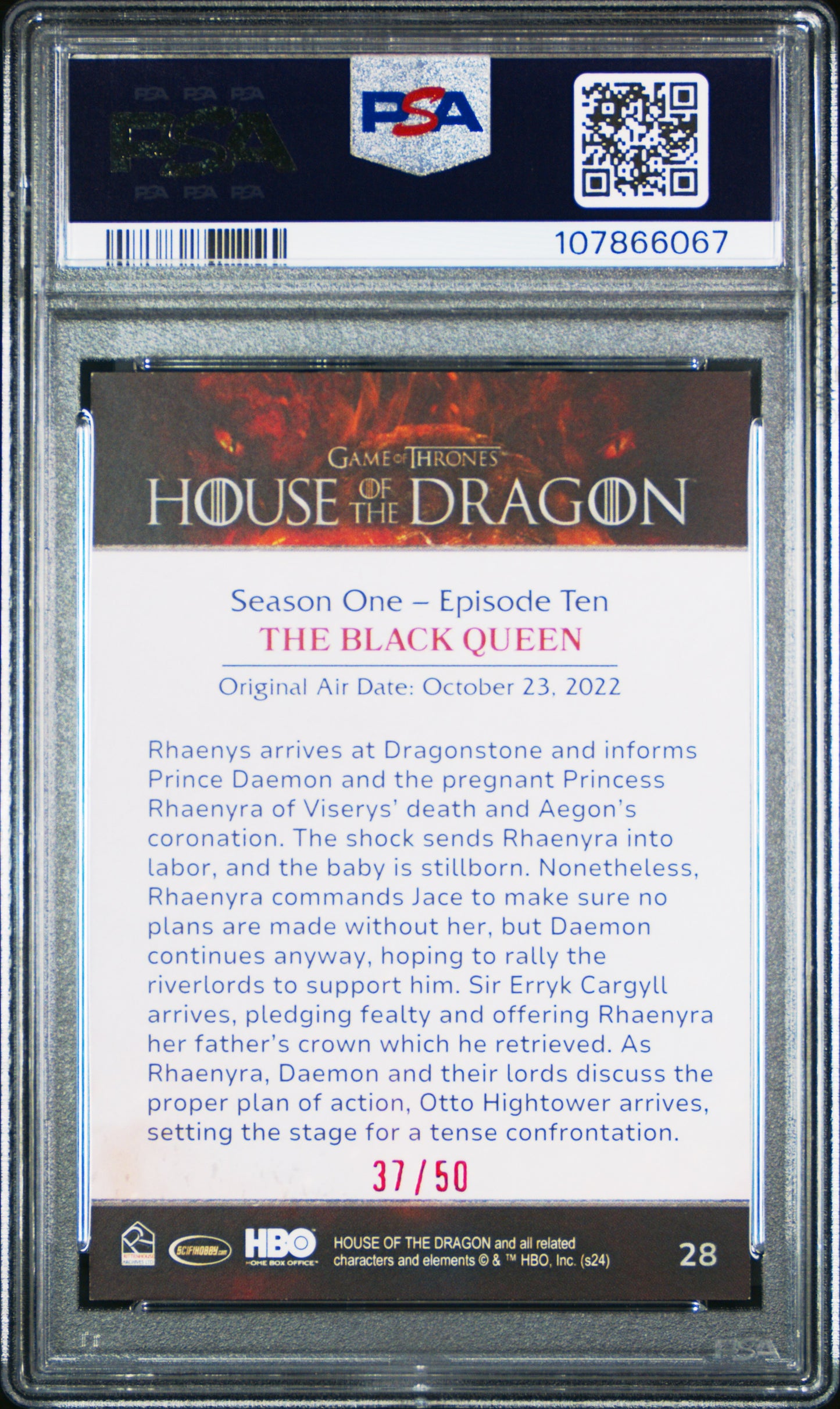 2024 House Of The Dragon - The Black Queen #28- Season One - RED /50 - PSA - /50