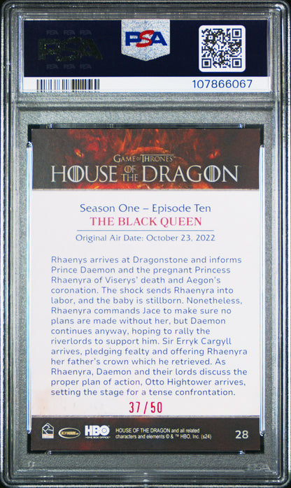 2024 House Of The Dragon - The Black Queen #28- Season One - RED /50 - PSA - /50