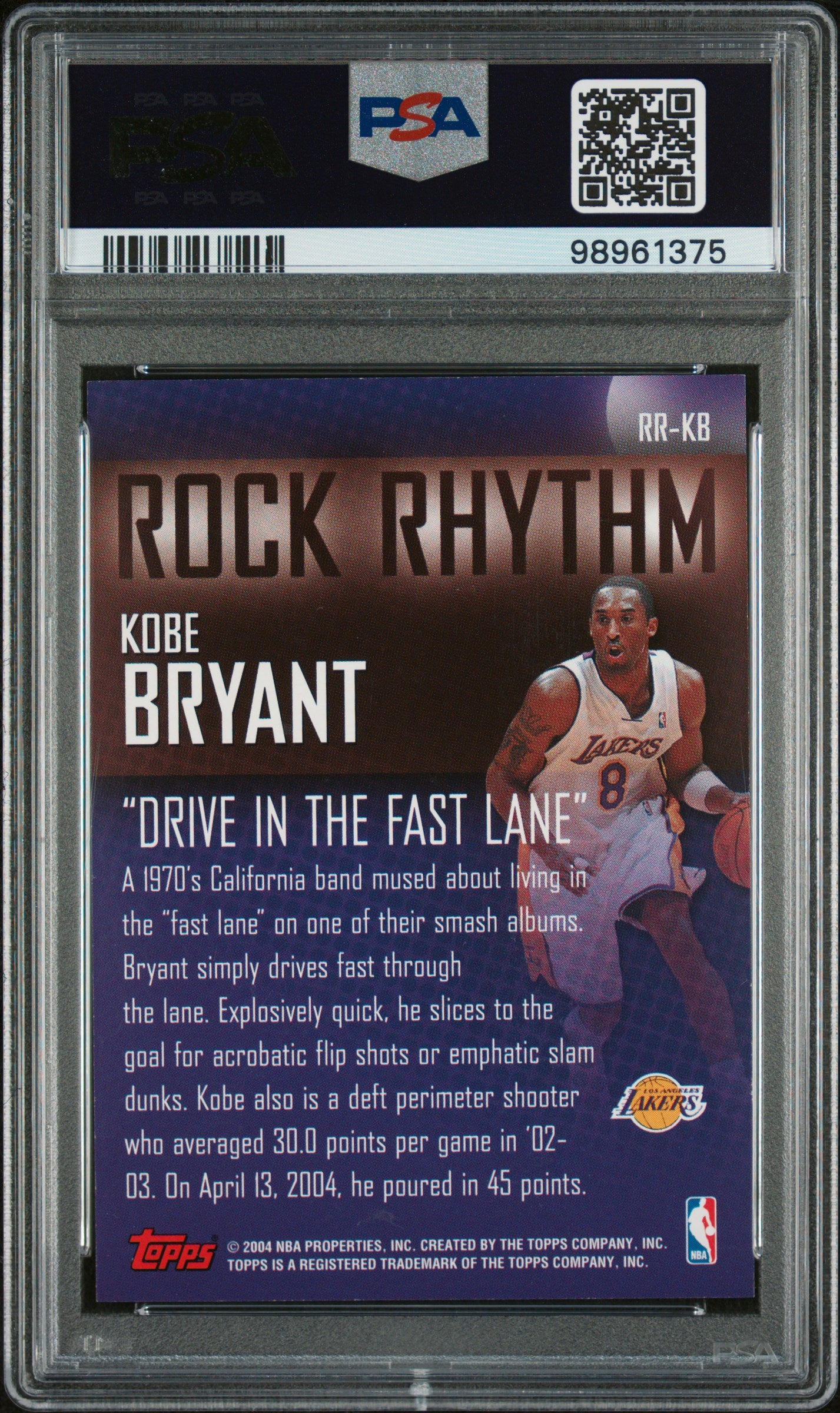 2004 Topps Rock Rhythm Kobe Bryant #RR-KB PSA 6