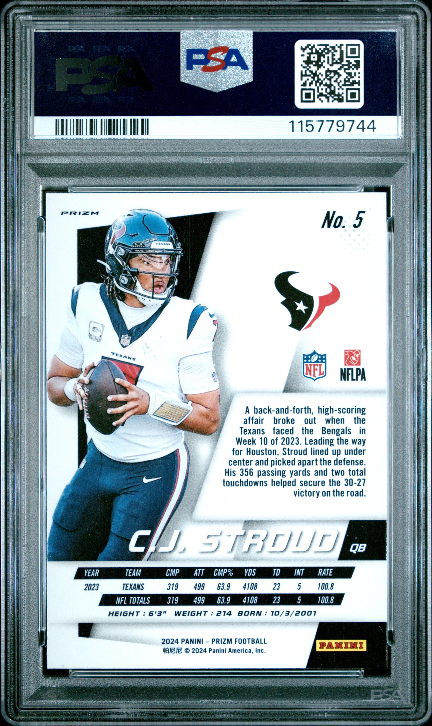 2024 Panini Prizm Prizm Flashback CJ Stroud #5 PSA 10