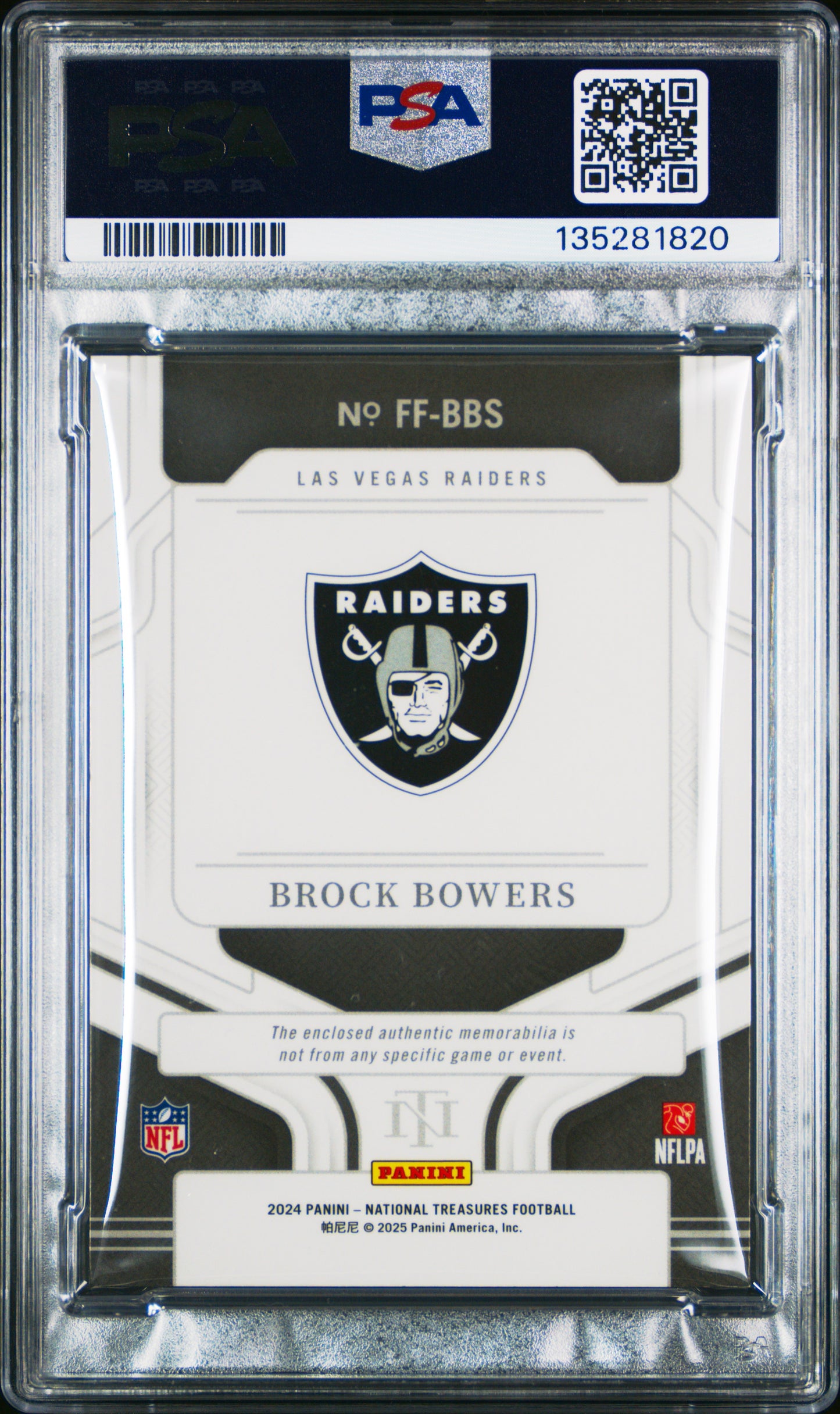 2024 National Treasures -Brock Bowers #BBS - ROOKIE PATCH/49 - PSA - ROOKIE /49