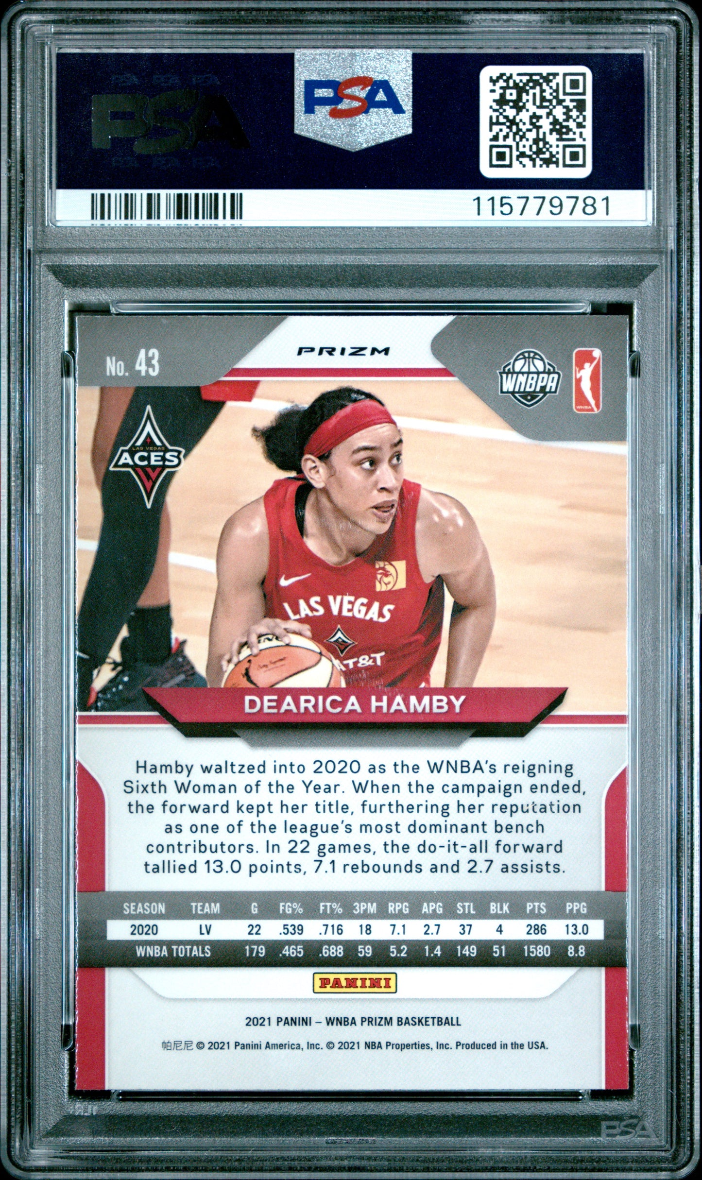 2021 Panini Prizm WNBA - Dearica Hamby #43 - White Sparkle SSP - PSA