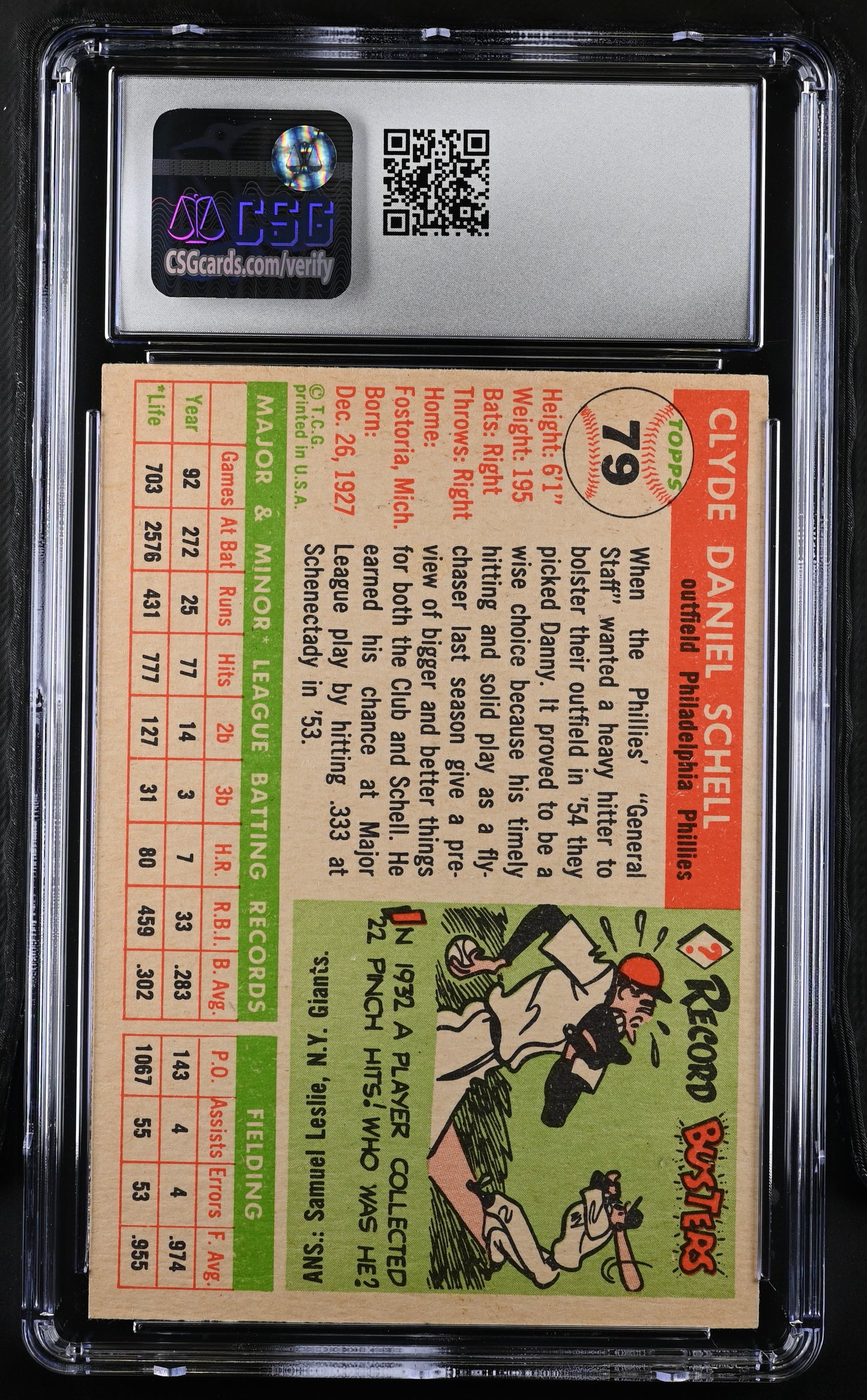 1955 Topps Danny Schell #79 CGC 6.5