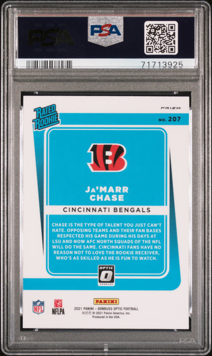 2021 Panini Donruss Optic - Ja'marr Chase #207 - RATED ROOKIE - Blue Scope - PSA