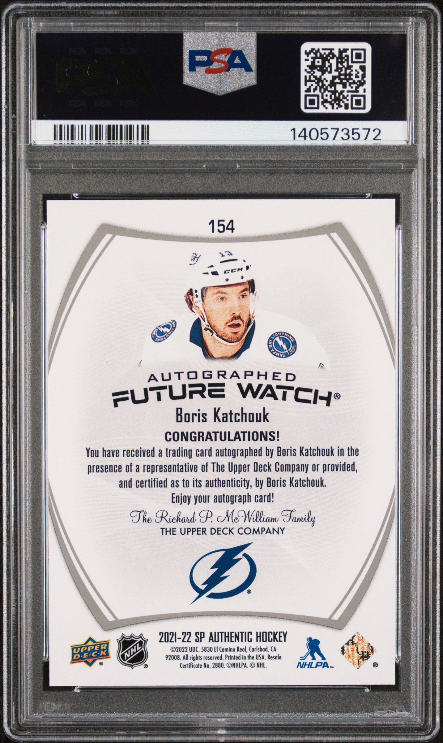 2021 SP Authentic- Boris Katchouk - FUTURE WATCH AUTO /999 - PSA - INSCRIBED /50