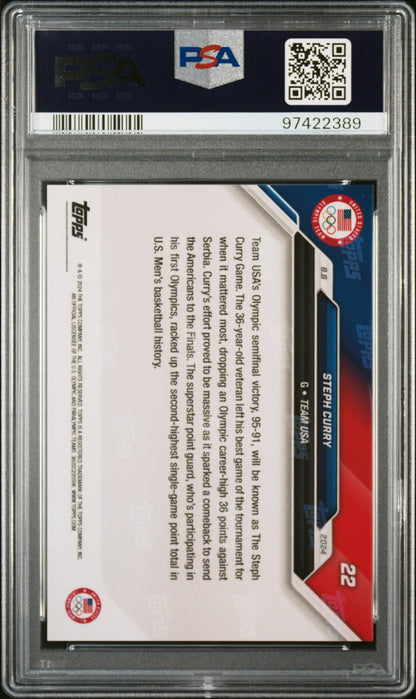 2024 Topps Now Olympic Games Steph Curry #22 PSA 10