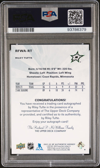2021 UD SP Authentic Retro Future Watch Auto Riley Tufte PSA 8 /499