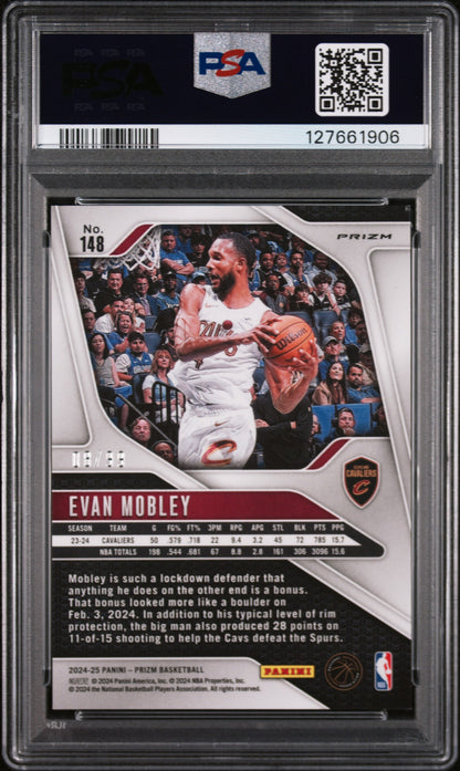 2024 Panini Prizm NBA Basketball - Evan Mobley#148 - BLUE PULSAR /99 - PSA 9