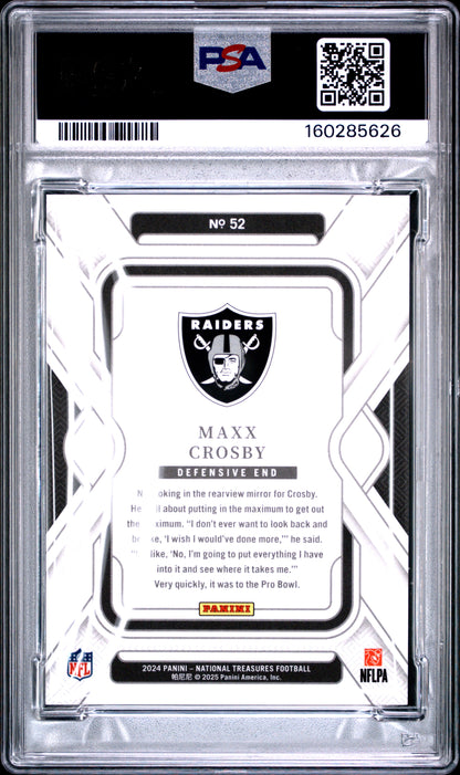 2024 National Treasures - Maxx Crosby #52 - Gold/35 - PSA 9 - Gold /35 - PSA