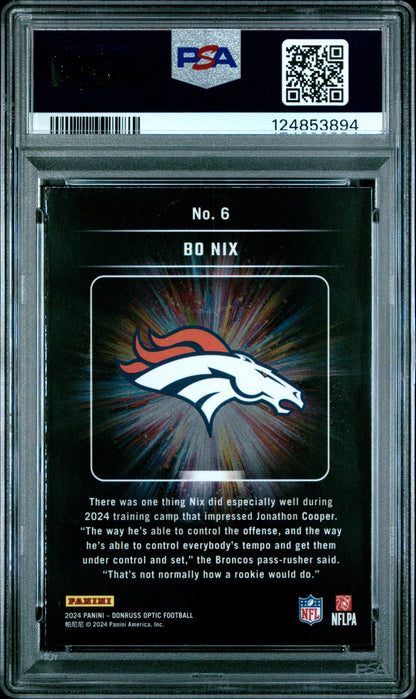 2024 Panini Donruss Optic - Bo Nix #6 - Light It Up ROOKIE - PSA - ROOKIE