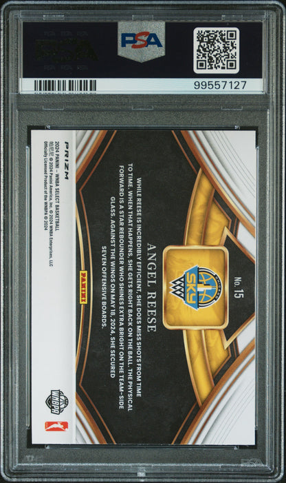 2024 Panini Select WNBA Snapshots Angel Reese ROOKIE #15 Silver Prizm PSA 9