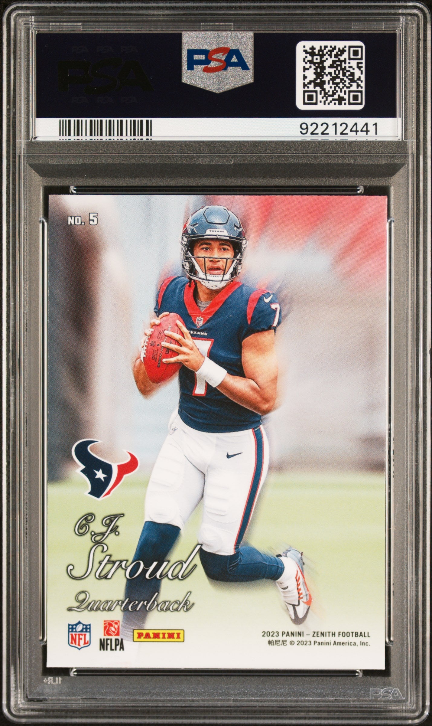 2023 Panini Zenith NFL - CJ Stroud #5 - ROOKIE - 1994 Pacific Red - PSA - ROOKIE