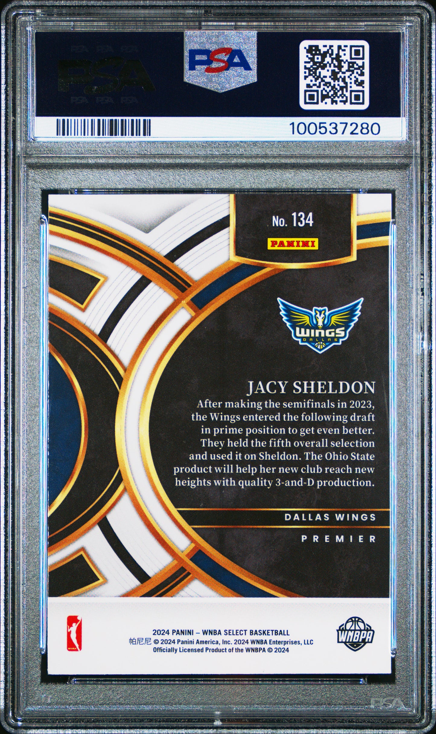 2024 Panini Select WNBA Jacy Sheldon ROOKIE #134 PSA 9