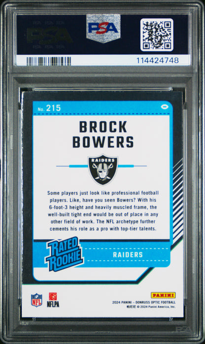 2024 Panini Donruss Optic - Brock Bowers #215 - ROOKIE - PSA