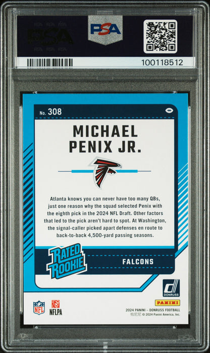 2024 Panini Donruss Michael Penix JR. #308 Press Proof Green PSA 8