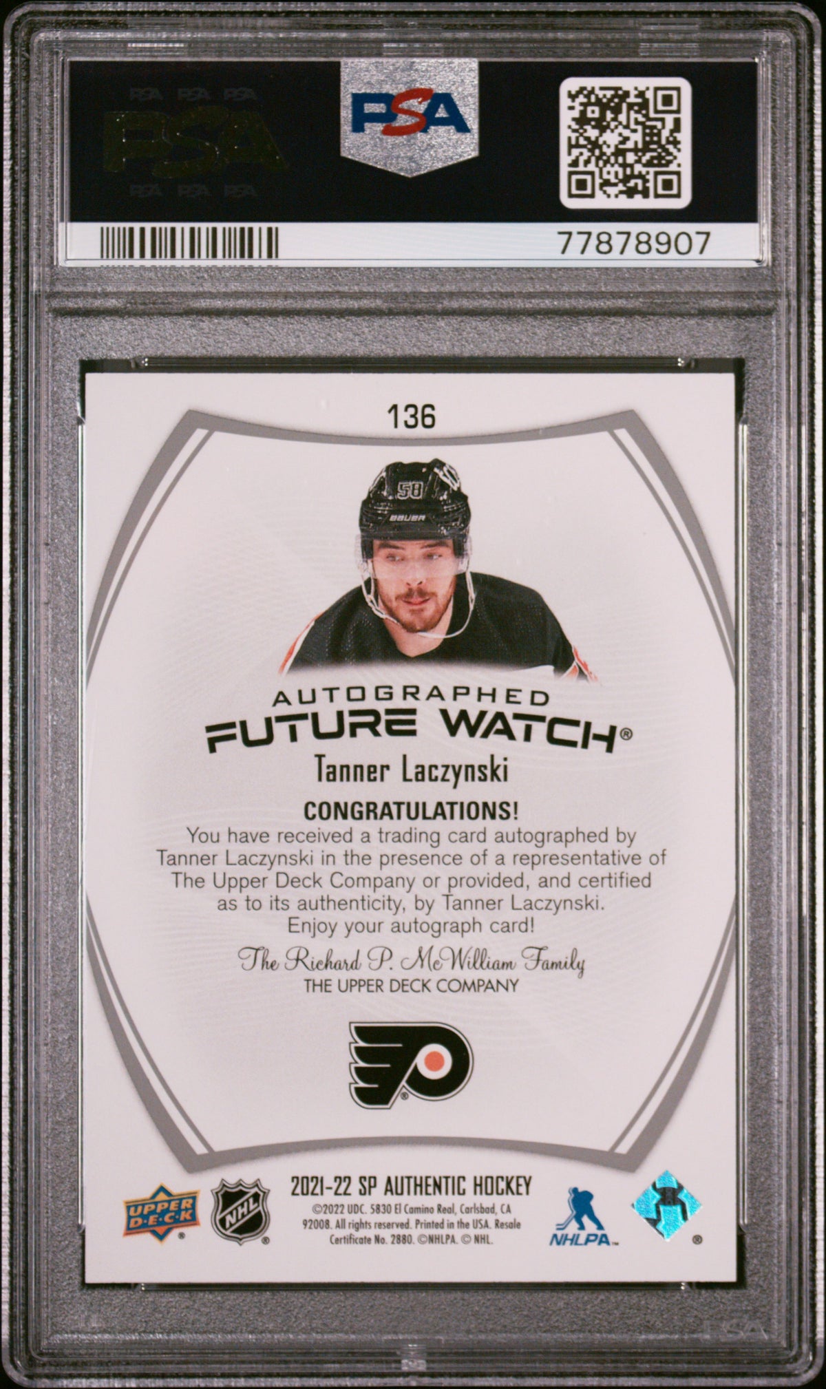 2021 SP Authentic - Tanner Laczynski - Future Watch Auto /999 - ROOKIE - PSA 10