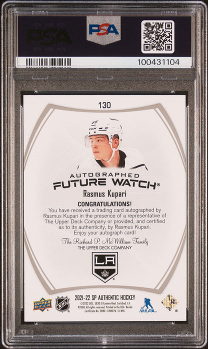 2021 SP Authentic - Rasmus Kupari - FUTURE WATCH AUTO /999 - PSA 10