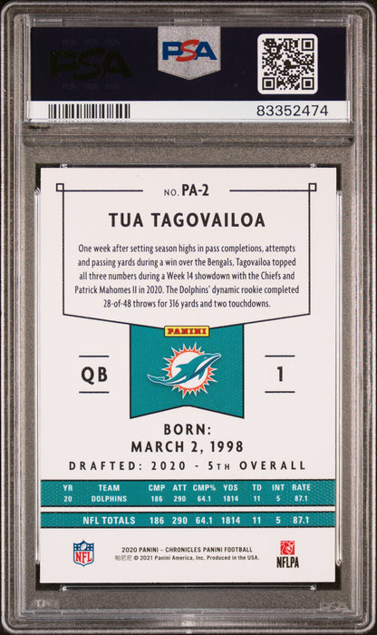 2020 Panini Chronicles Panini Tua Tagovailoa #PA2 PSA 10 - ROOKIE - PSA 10