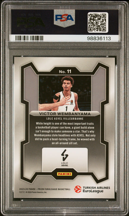 2023 Panini Prizm Turkish Airlines Euroleague Victor Wembanyama #11 PSA 9