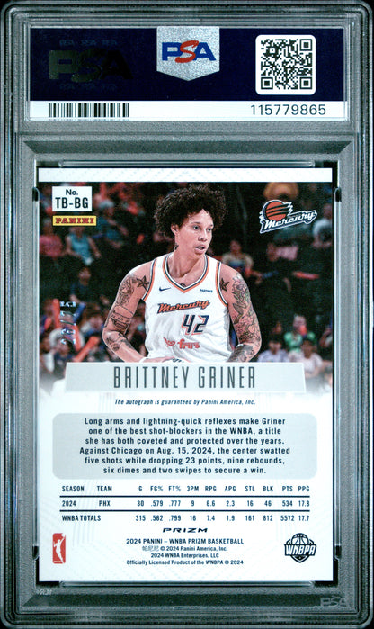 2024 Panini Prizm WNBA- Throwback AUTO /75 - Brittney Griner - Blue /75 - PSA 9