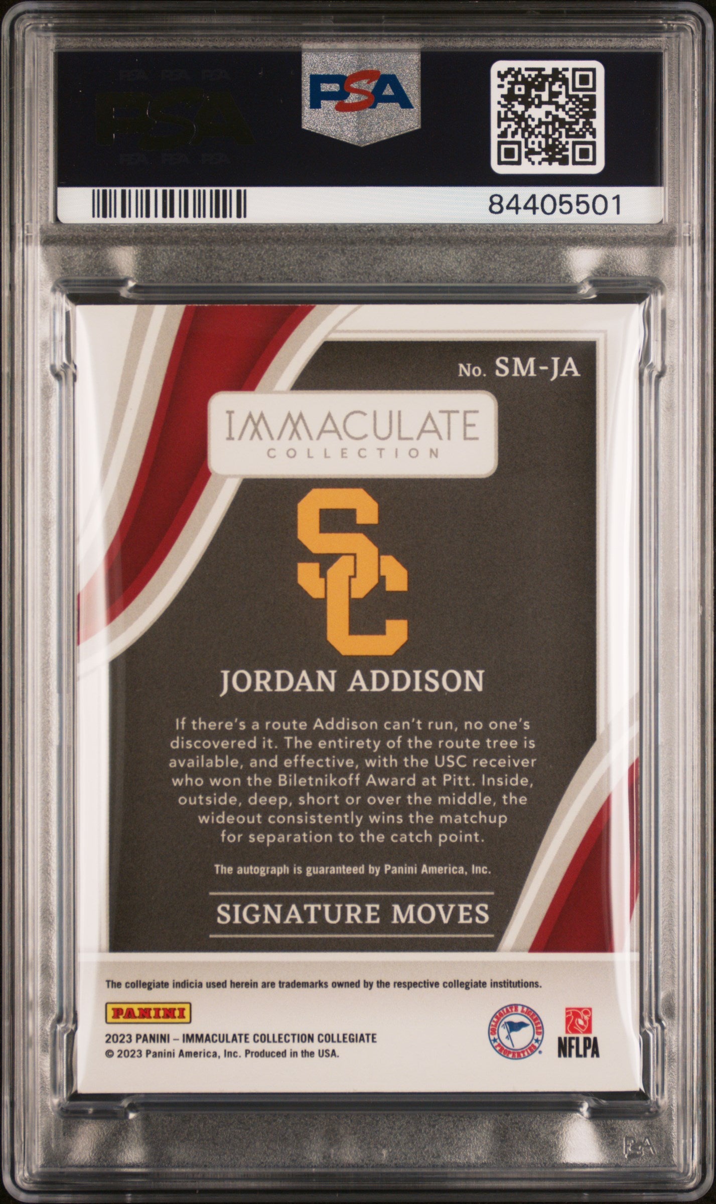 2023 Immaculate Collegiate - Jordan Addison - ROOKIE AUTO /99 - PSA 10