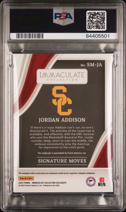 2023 Immaculate Collegiate - Jordan Addison - ROOKIE AUTO /99 - PSA 10